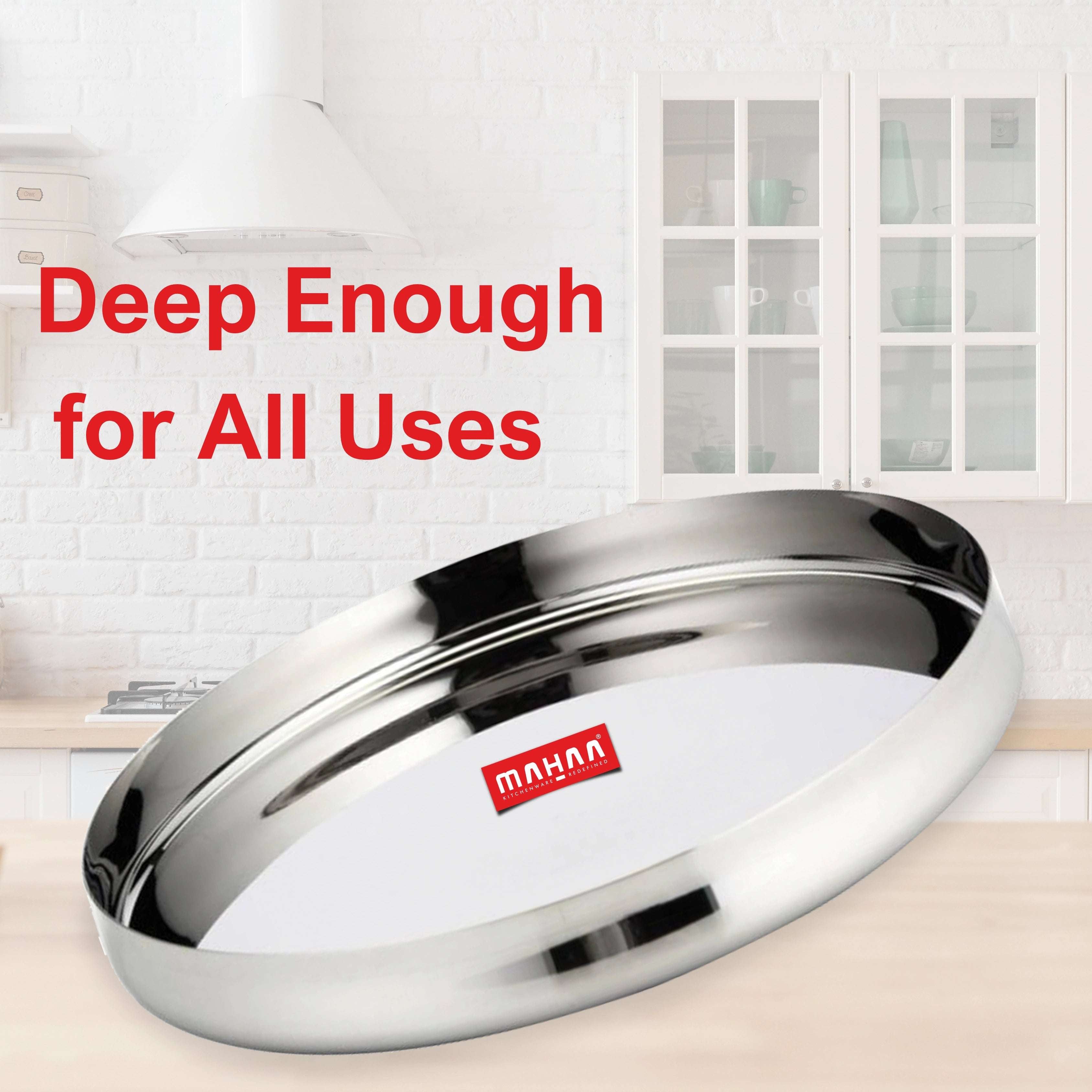 Stainless Steel Bulging Thali – 2 Pcs Set | High Quality | Mirror Finish | Durable & Rust-Free | Ideal for Daily & Festive Use