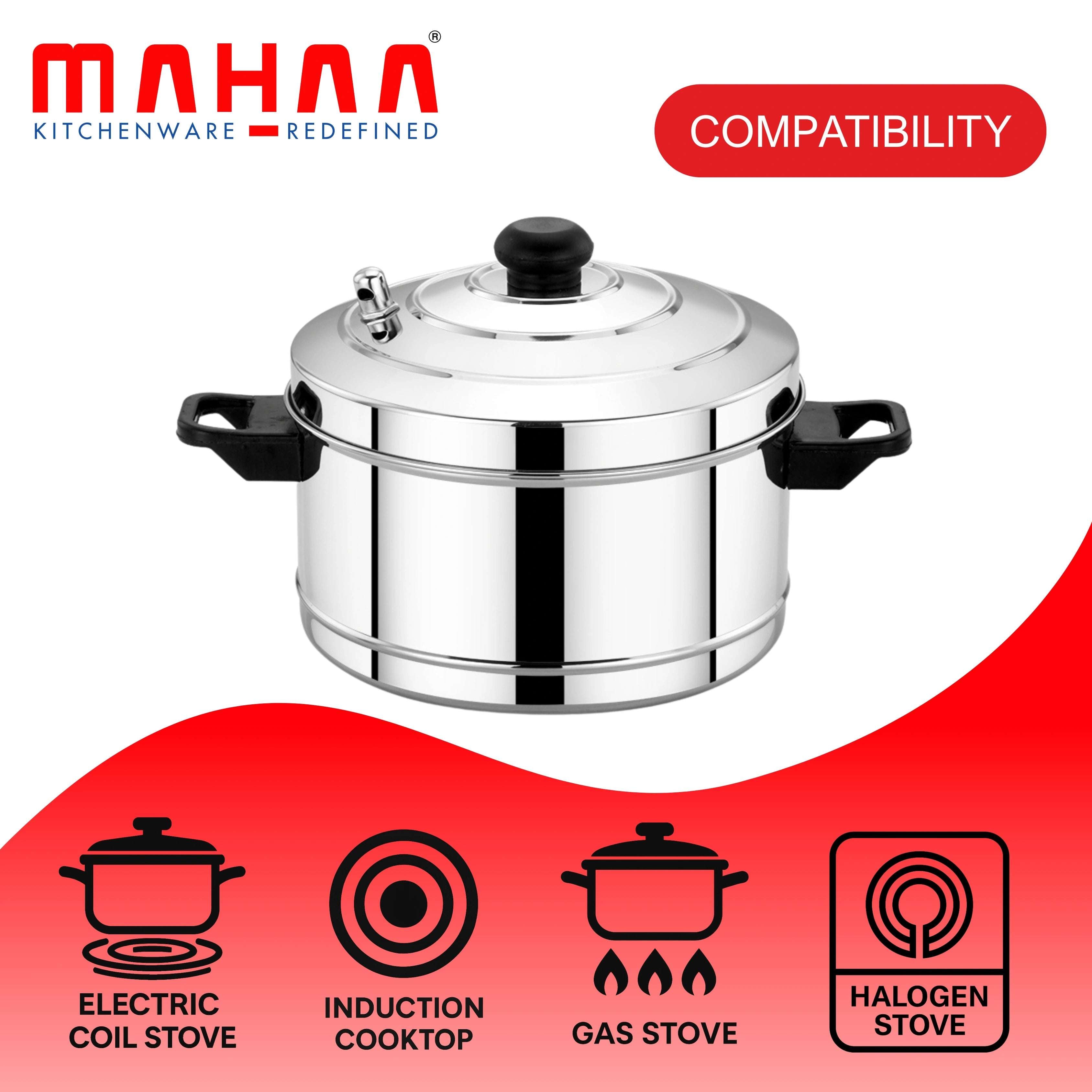 Idly Cooker Stainless Steel  – 4 Plate / 6 Plate | Induction & Gas Compatible | With Steam Whistle | Rust-Free & Durable