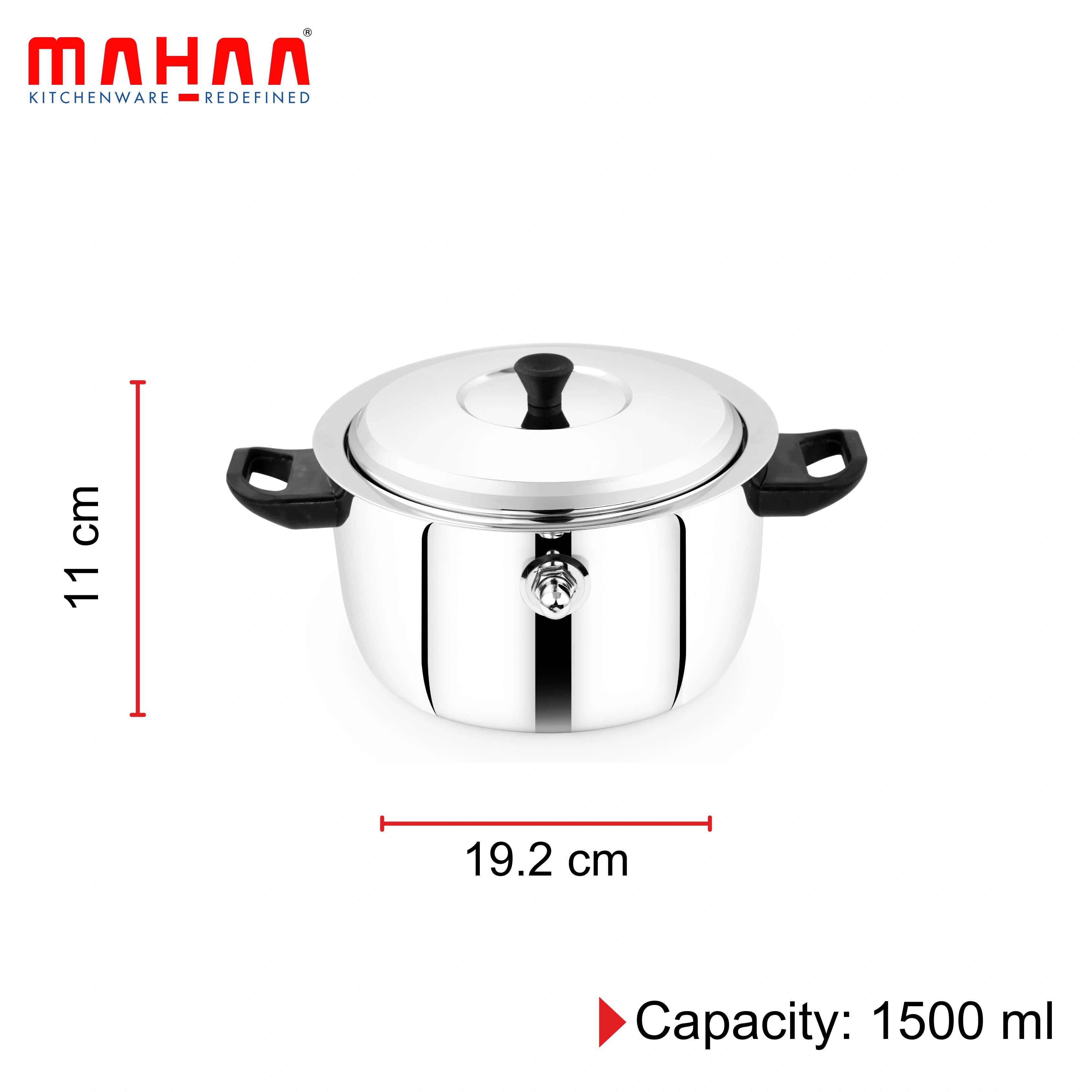 MAHAA Stainless Steel Milk Boiler with Whistle – Spill-Free | Induction & Gas Compatible | Snug-Fit Lid | StayCool+ Handle & Lid Knob | Free ₹300 SS Water Bottle