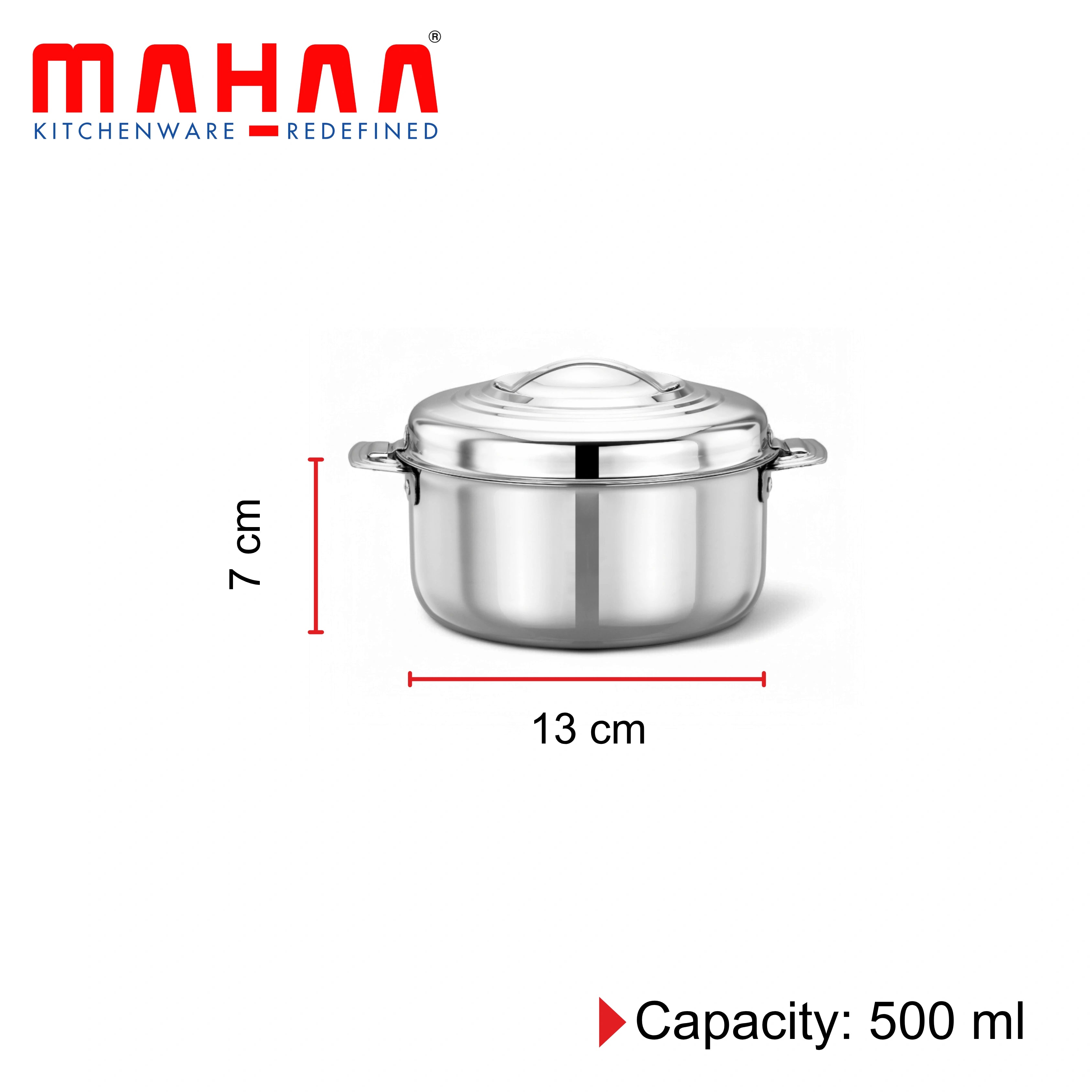 MAHAA Blue Bell Stainless Steel Insulated Casserole – Snug-Fit Lock | Rust-Free & Stylish Hot Pot | Hot Pot for Roti-Rice-Gravy-Curry | Retains Temperature, Twist Lock | Free ₹300 SS Water Bottle