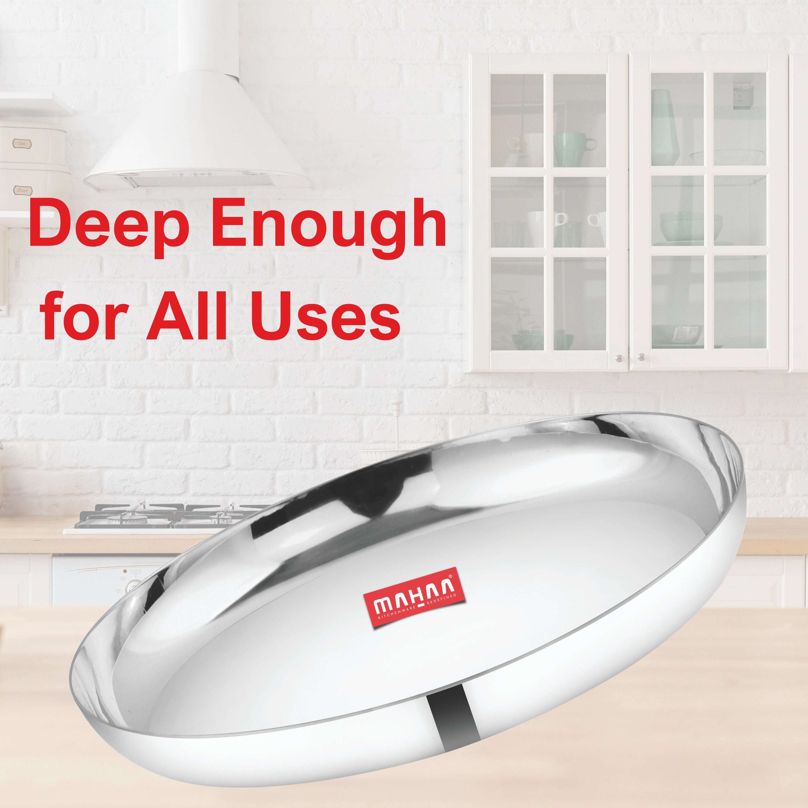 Stainless Steel China Plate - 2 Pcs Set | High Quality | Elegant Mirror Polish | Durable & Rust-Free | Ideal for Daily & Festive Use