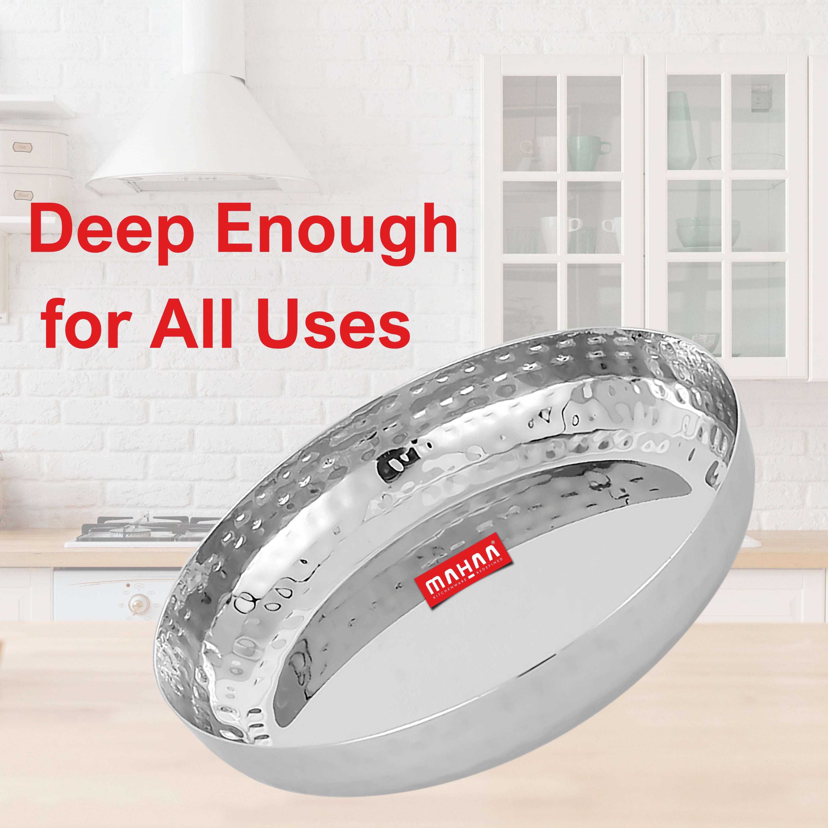 Stainless Steel Halwa Plate – 2 Pcs Set | High Quality | Hammered Finish | Rust-Free & Dishwasher Safe | Perfect for Serving Indian Desserts