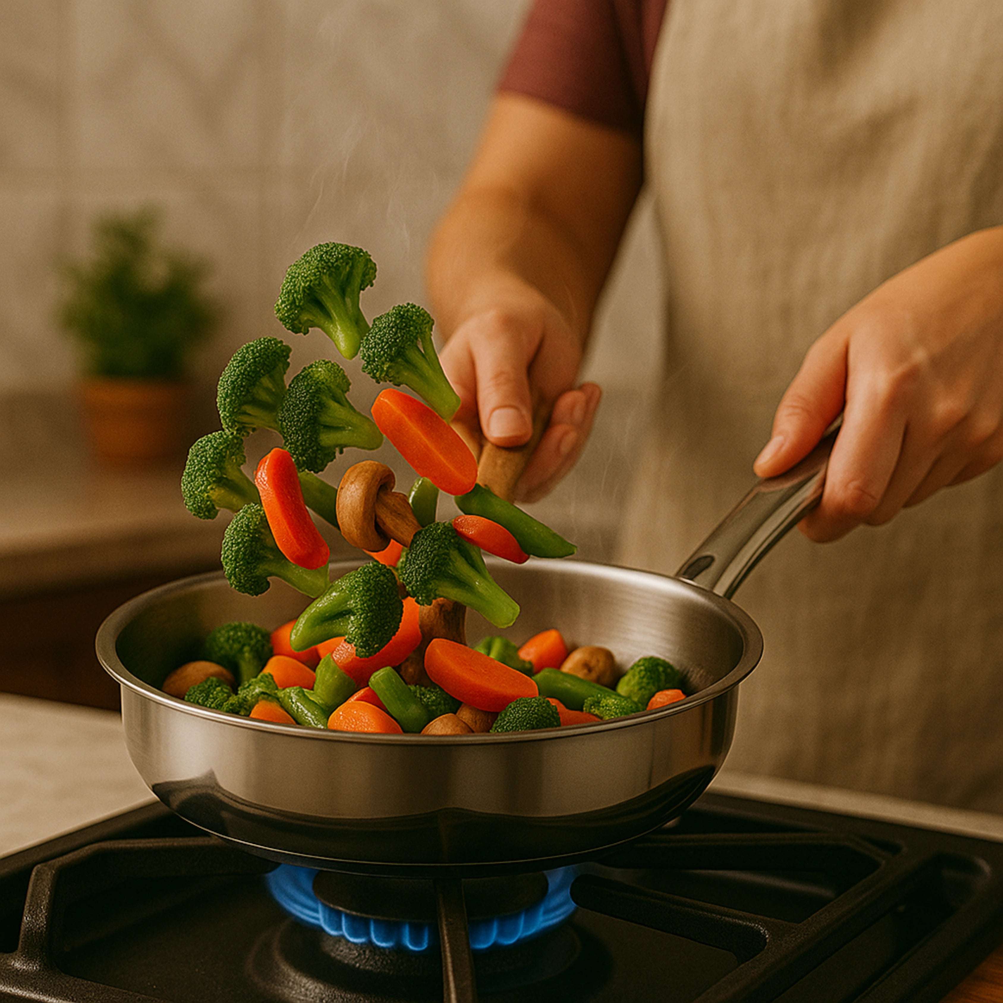 Classic Stainless Steel Fry Pan with Lid | Rust-Free Mirror Finish | Gas & Induction Compatible | Dishwasher Safe | 20CM / 22CM / 24CM