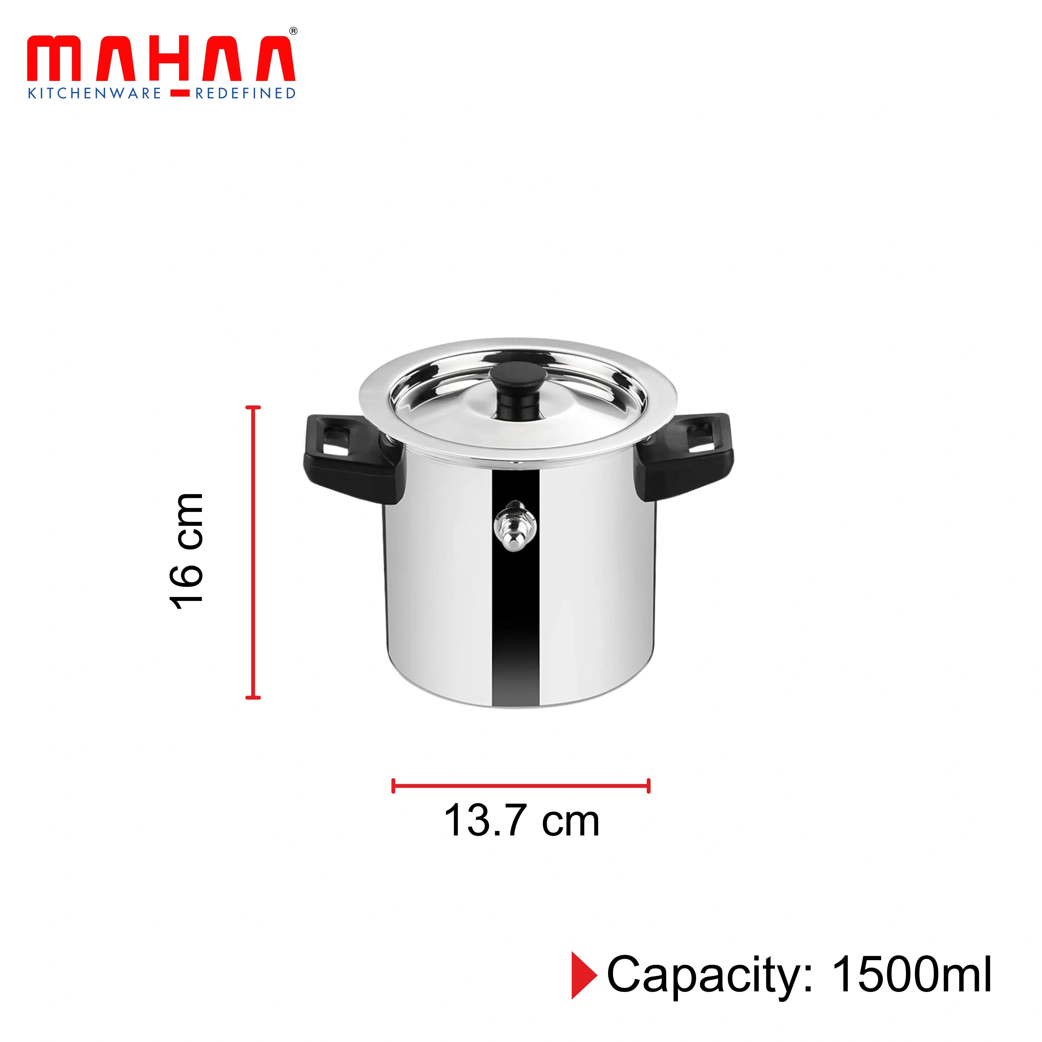 MAHAA Stainless Steel Tall Milk Boiler with Whistle – Spill-Free | Induction & Gas Compatible | Snug-Fit Lid | StayCool+ Handle & Lid Knob