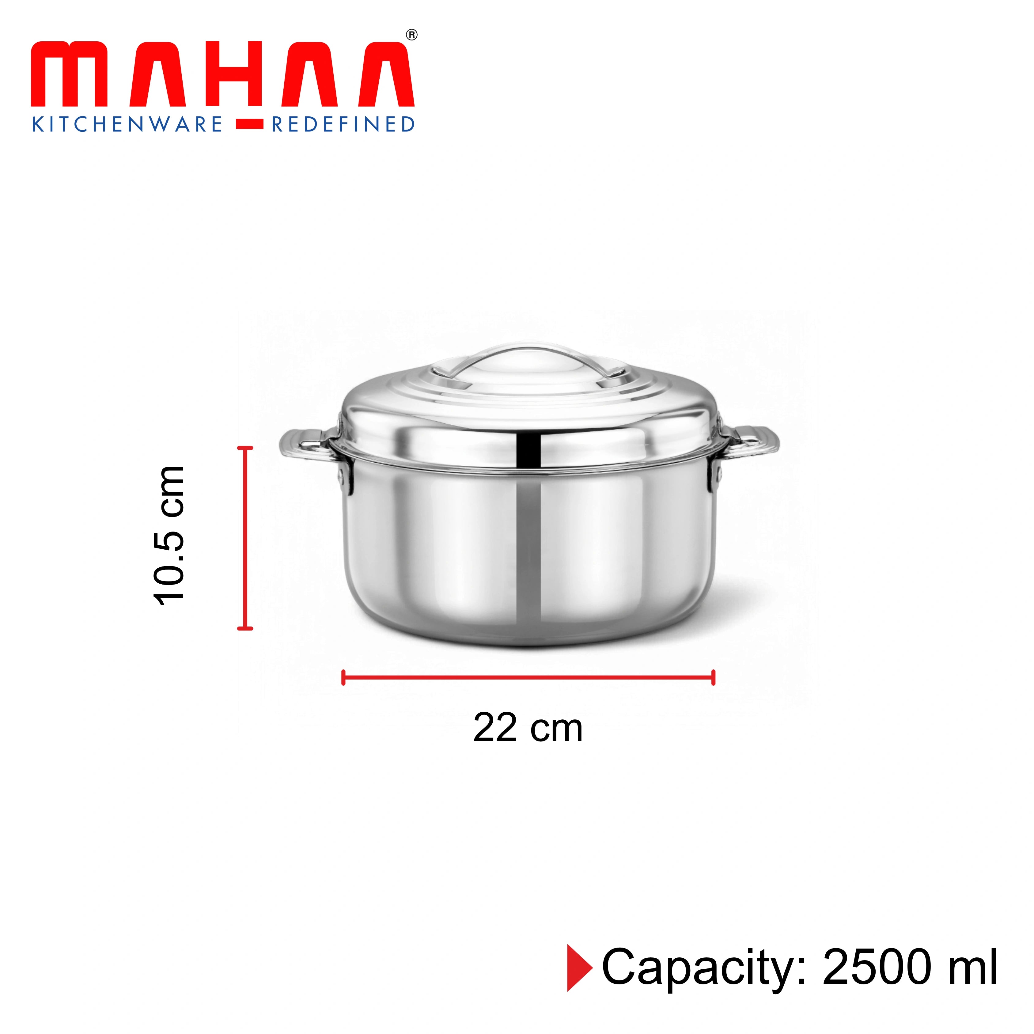 MAHAA Blue Bell Stainless Steel Insulated Casserole – Snug-Fit Lock | Rust-Free & Stylish Hot Pot | Hot Pot for Roti-Rice-Gravy-Curry | Retains Temperature, Twist Lock | Free ₹300 SS Water Bottle
