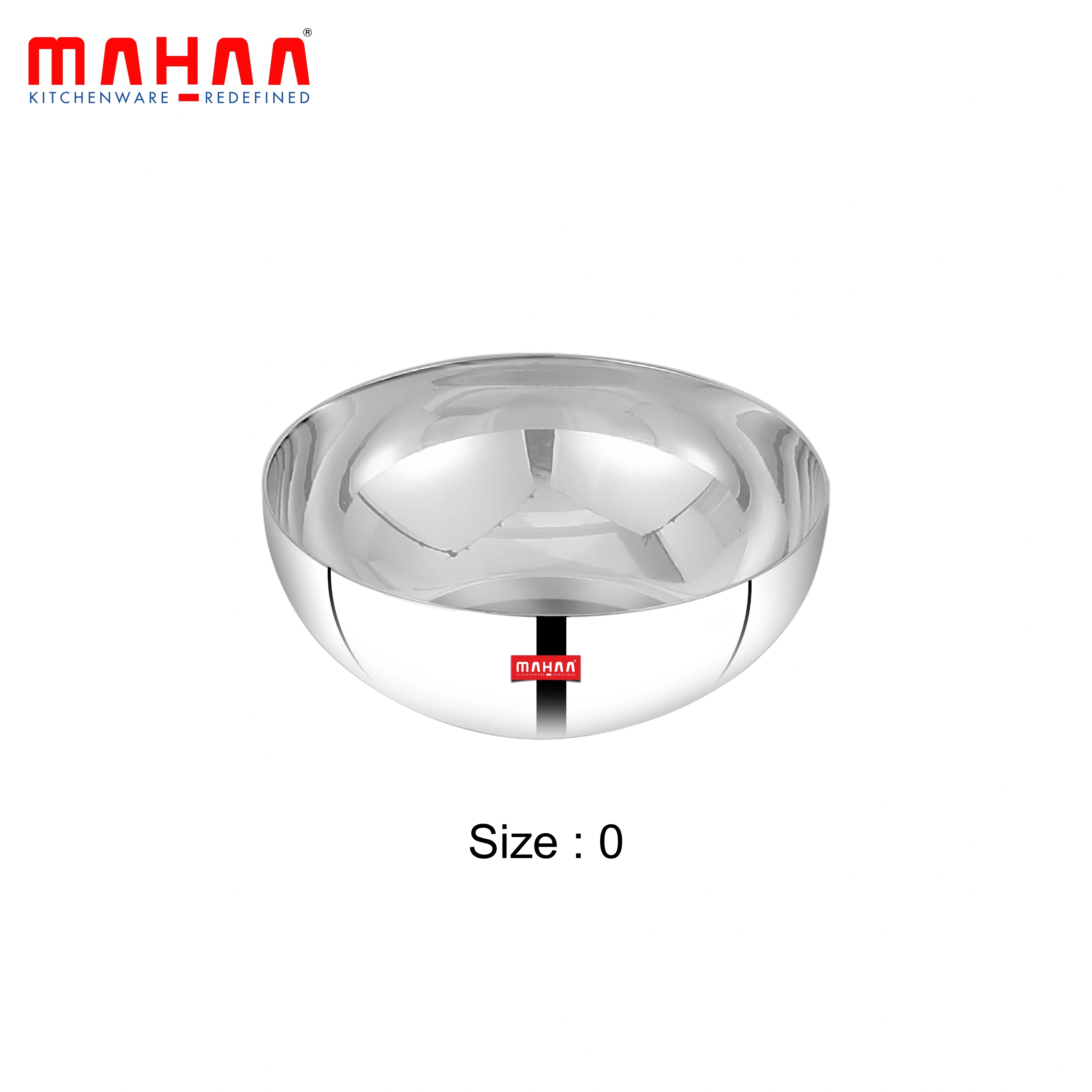 MAHAA Stainless Steel Deep Bowl – 2 Pcs Set | High Quality | Mirror Finish | Rust-Free & Dishwasher Safe