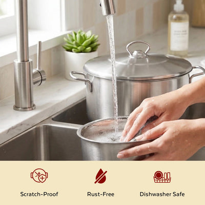 Avanti Stainless Steel Cookware Set: Cooking Pot 24 cm & Tope Set (12, 14 & 16 cm) | Heavy Premium Quality Combo, Tri Ply Base, Non-stick, Gas & Induction Compatible, Cool-Touch Handle