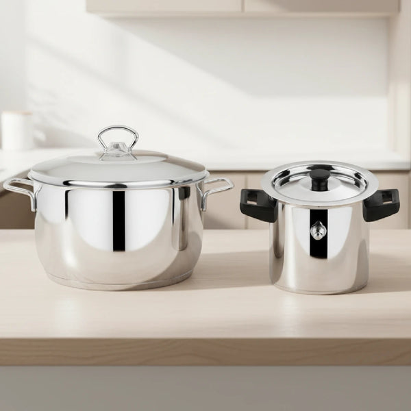 Stainless Steel Cookware Set: Tall Milk Boiler 1000 ml & Avanti Cooking Pot 26 CM | Premium Quality, Kitchen Combo Set