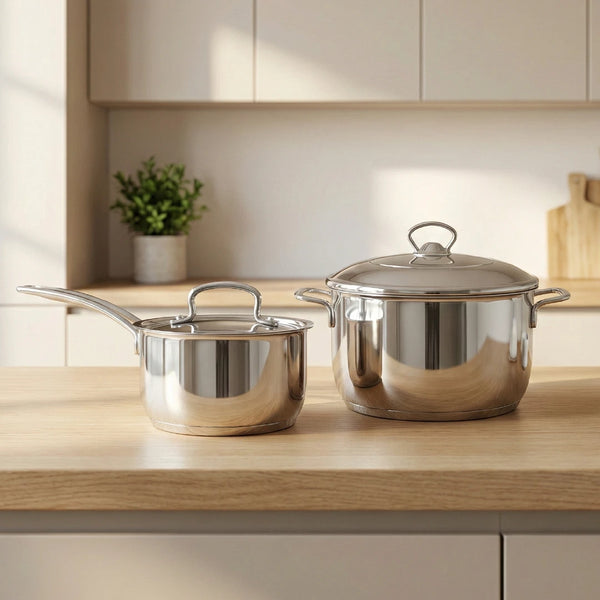 Avanti Stainless Steel Cookware Set: Cooking Pot 26 CM & Sauce Pan 16 CM (2.0 L) | Heavy Premium Quality Combo, Tri Ply Base, Non-stick, Gas & Induction Compatible, Cool-Touch Handle