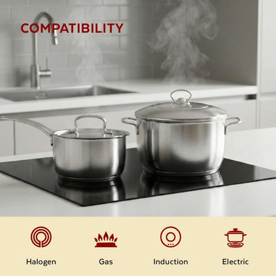 Avanti Stainless Steel Cookware Set: Cooking Pot 26 CM & Sauce Pan 16 CM (2.0 L) | Heavy Premium Quality Combo, Tri Ply Base, Non-stick, Gas & Induction Compatible, Cool-Touch Handle