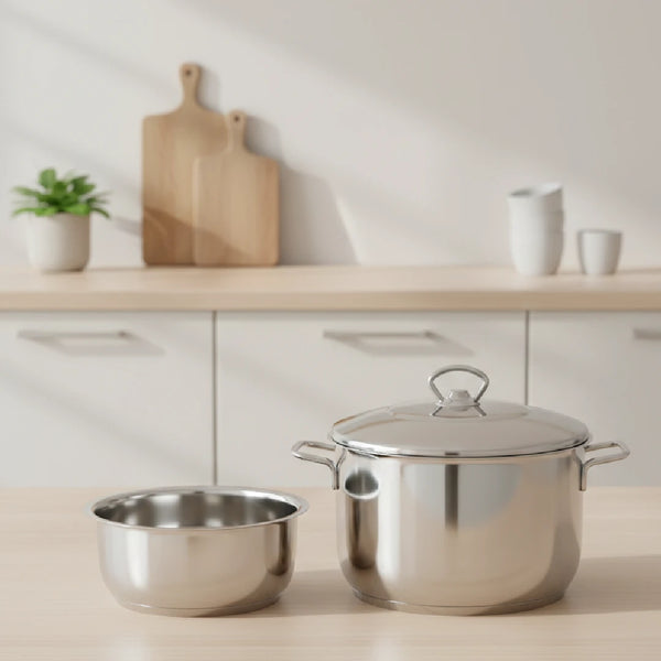 Avanti Stainless Steel Cookware Set: Cooking Pot 24 cm & Tope Set (12, 14 & 16 cm) | Heavy Premium Quality Combo, Tri Ply Base, Non-stick, Gas & Induction Compatible, Cool-Touch Handle