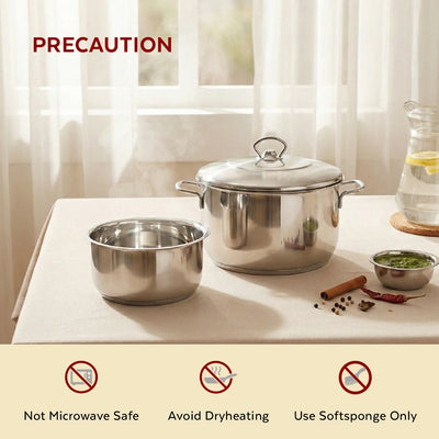 Avanti Stainless Steel Cookware Set: Cooking Pot 24 cm & Tope Set (12, 14 & 16 cm) | Heavy Premium Quality Combo, Tri Ply Base, Non-stick, Gas & Induction Compatible, Cool-Touch Handle