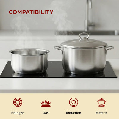 Avanti Stainless Steel Cookware Set: Cooking Pot 24 cm & Tope Set (12, 14 & 16 cm) | Heavy Premium Quality Combo, Tri Ply Base, Non-stick, Gas & Induction Compatible, Cool-Touch Handle