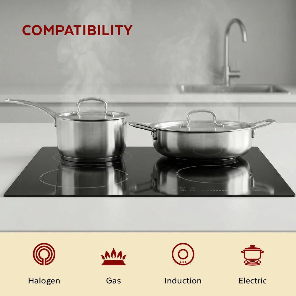 Avanti Stainless Steel Cookware Set: Kadai 22 CM & Sauce Pan 16 CM (2.0 L) | Heavy Premium Quality Combo, Tri Ply Base, Non-stick, Gas & Induction Compatible, Cool-Touch Handle