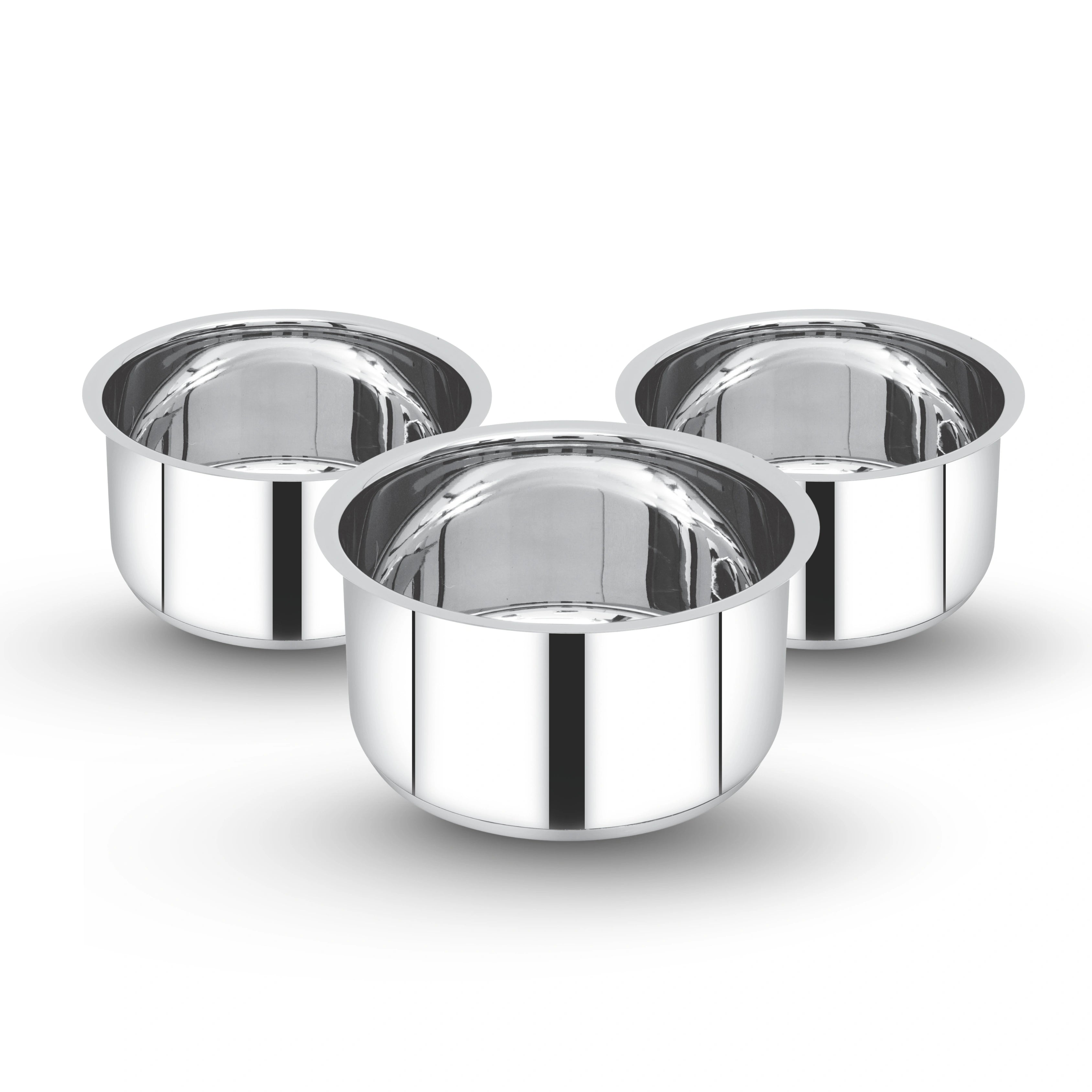 MAHAA Avanti Stainless Steel Tope 3 Pc Set – Premium Quality | Multipurpose Cook & Serve Handi | Tri Ply Base | Non-stick | Gas & Induction Compatible | 12 CM + 14 CM + 16 CM