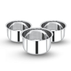 MAHAA Avanti Stainless Steel Tope 3 Pc Set – Premium Quality | Multipurpose Cook & Serve Handi | Tri Ply Base | Non-stick | Gas & Induction Compatible | 12 CM + 14 CM + 16 CM