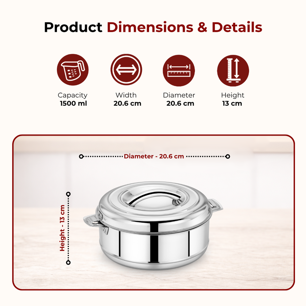Stainless Steel Cookware Set: Multi Kadai 22 cm & Aspen Hot Pot 1500 ML | Premium Quality, Serveware & Cookware Combo Set