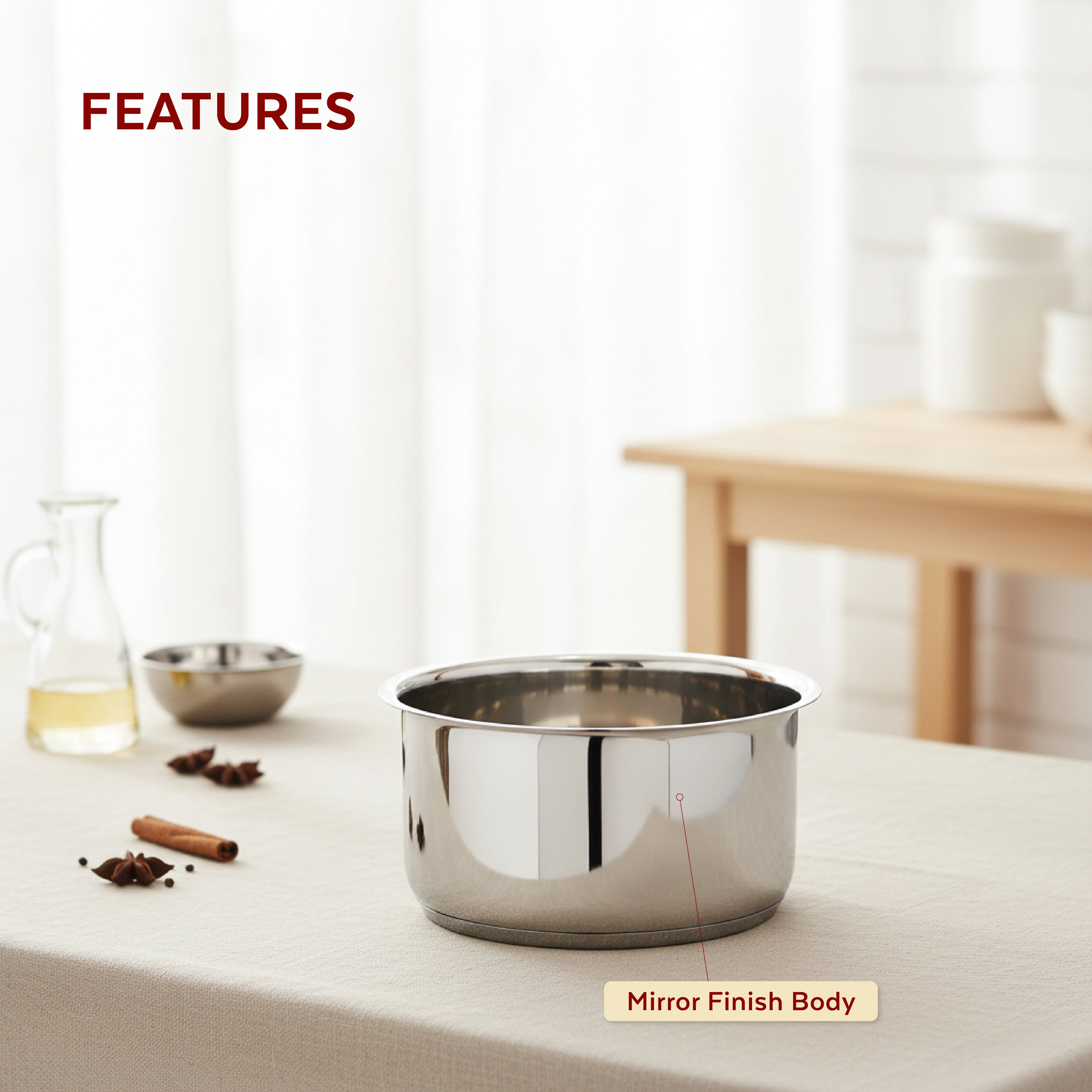 MAHAA Avanti Stainless Steel Tope 3 Pc Set – Premium Quality | Multipurpose Cook & Serve Handi | Tri Ply Base | Non-stick | Gas & Induction Compatible | 12 CM + 14 CM + 16 CM