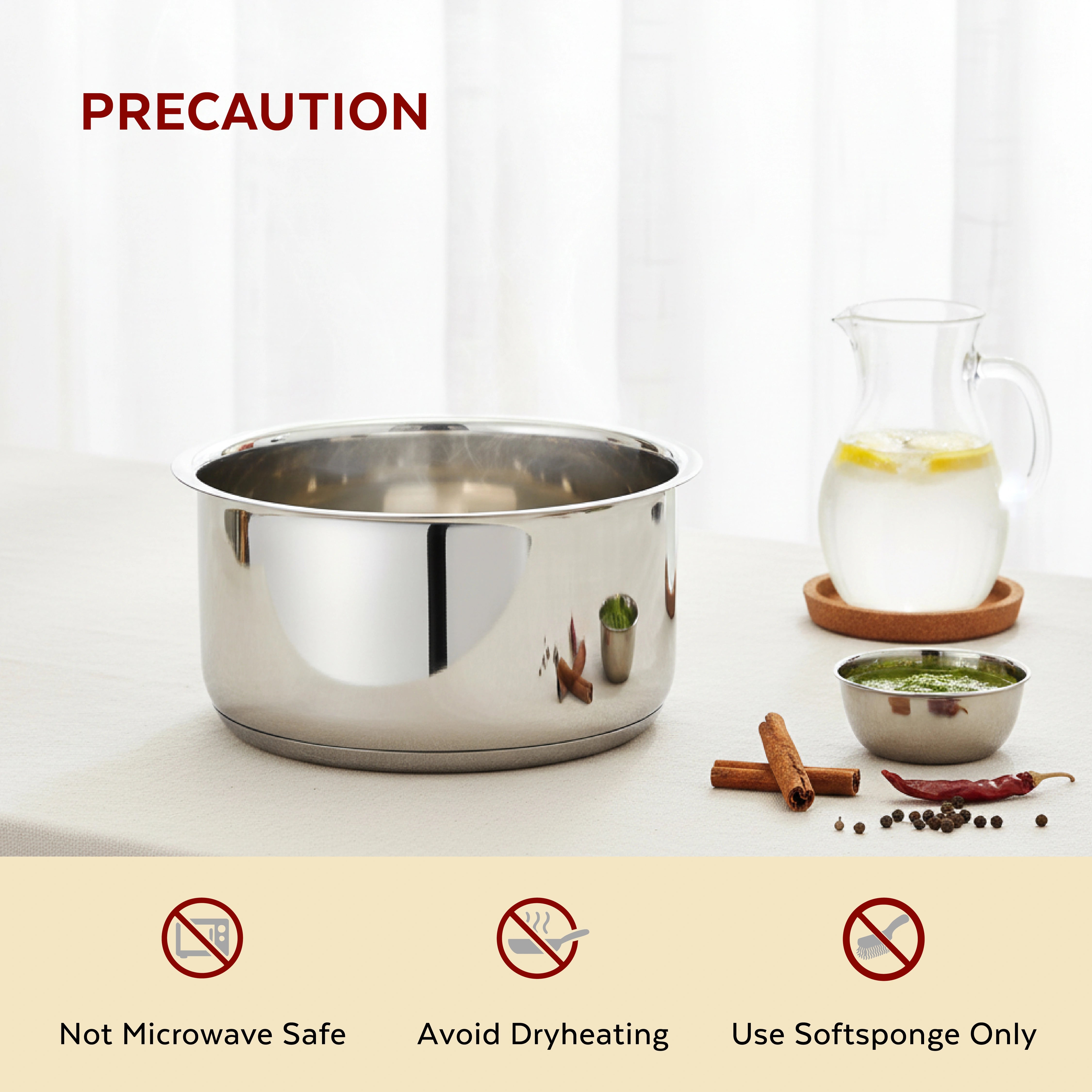 MAHAA Avanti Stainless Steel Tope 3 Pc Set – Premium Quality | Multipurpose Cook & Serve Handi | Tri Ply Base | Non-stick | Gas & Induction Compatible | 12 CM + 14 CM + 16 CM