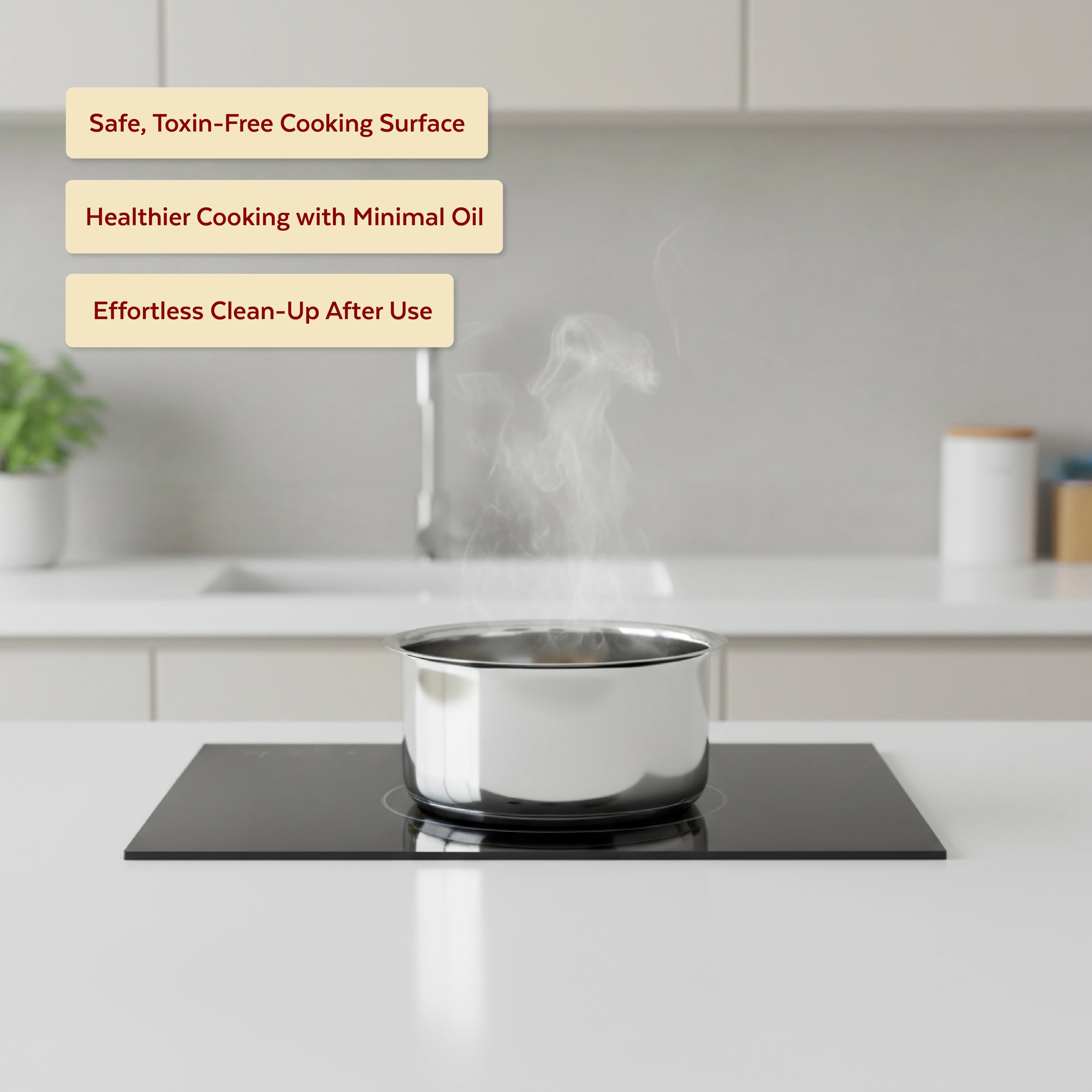 MAHAA Avanti Stainless Steel Tope 3 Pc Set – Premium Quality | Multipurpose Cook & Serve Handi | Tri Ply Base | Non-stick | Gas & Induction Compatible | 12 CM + 14 CM + 16 CM