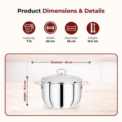 Avanti Stainless Steel Cookware Set: Cooking Pot 26 CM & Sauce Pan 16 CM (2.0 L) | Heavy Premium Quality Combo, Tri Ply Base, Non-stick, Gas & Induction Compatible, Cool-Touch Handle