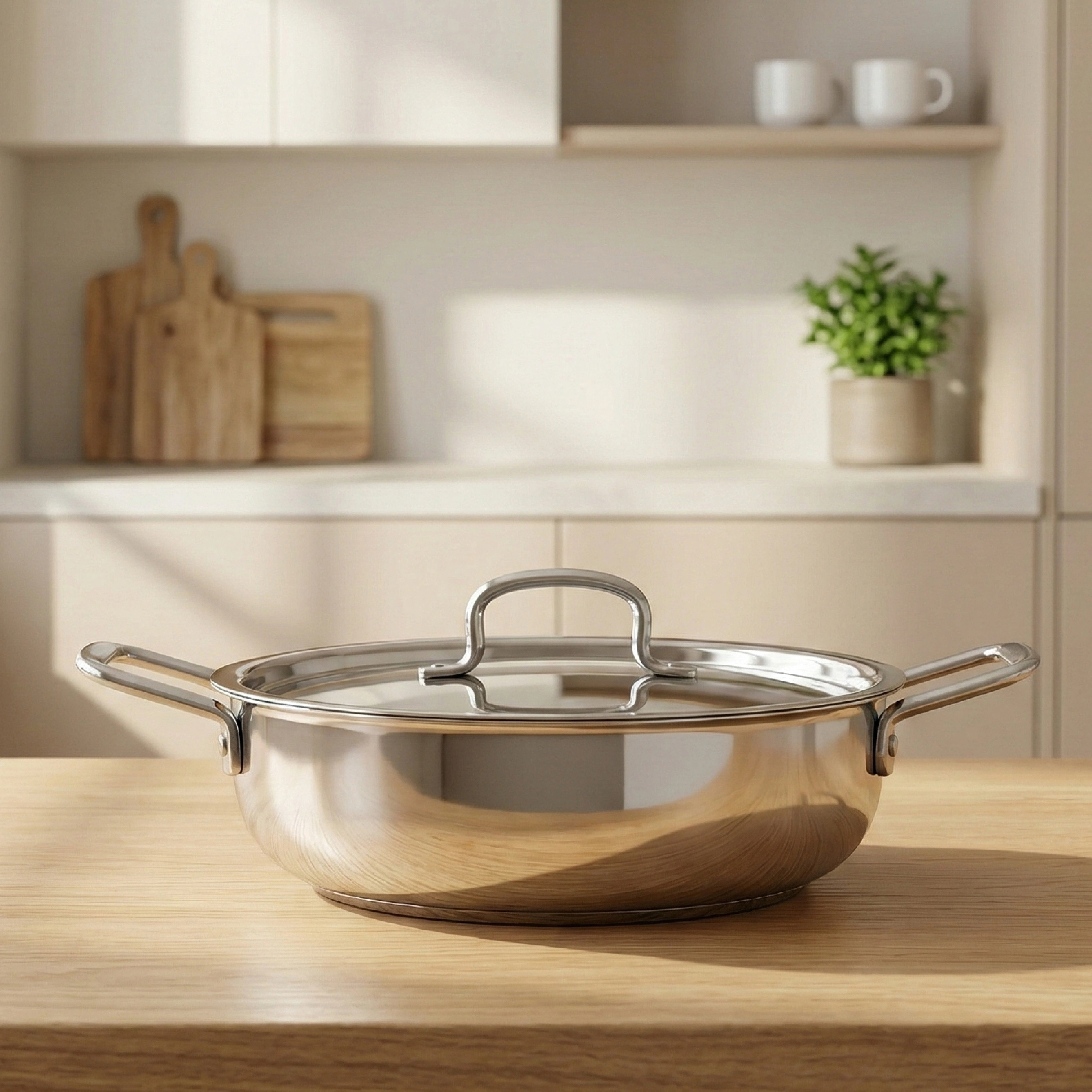 MAHAA Avanti Stainless Steel Kadai – Premium Quality with Snug-Fit Lid | Tri Ply Base | Non-stick | Gas & Induction Compatible | Cool-Touch Handle | 1.2L to 4.7L | Free ₹300 SS Water Bottle