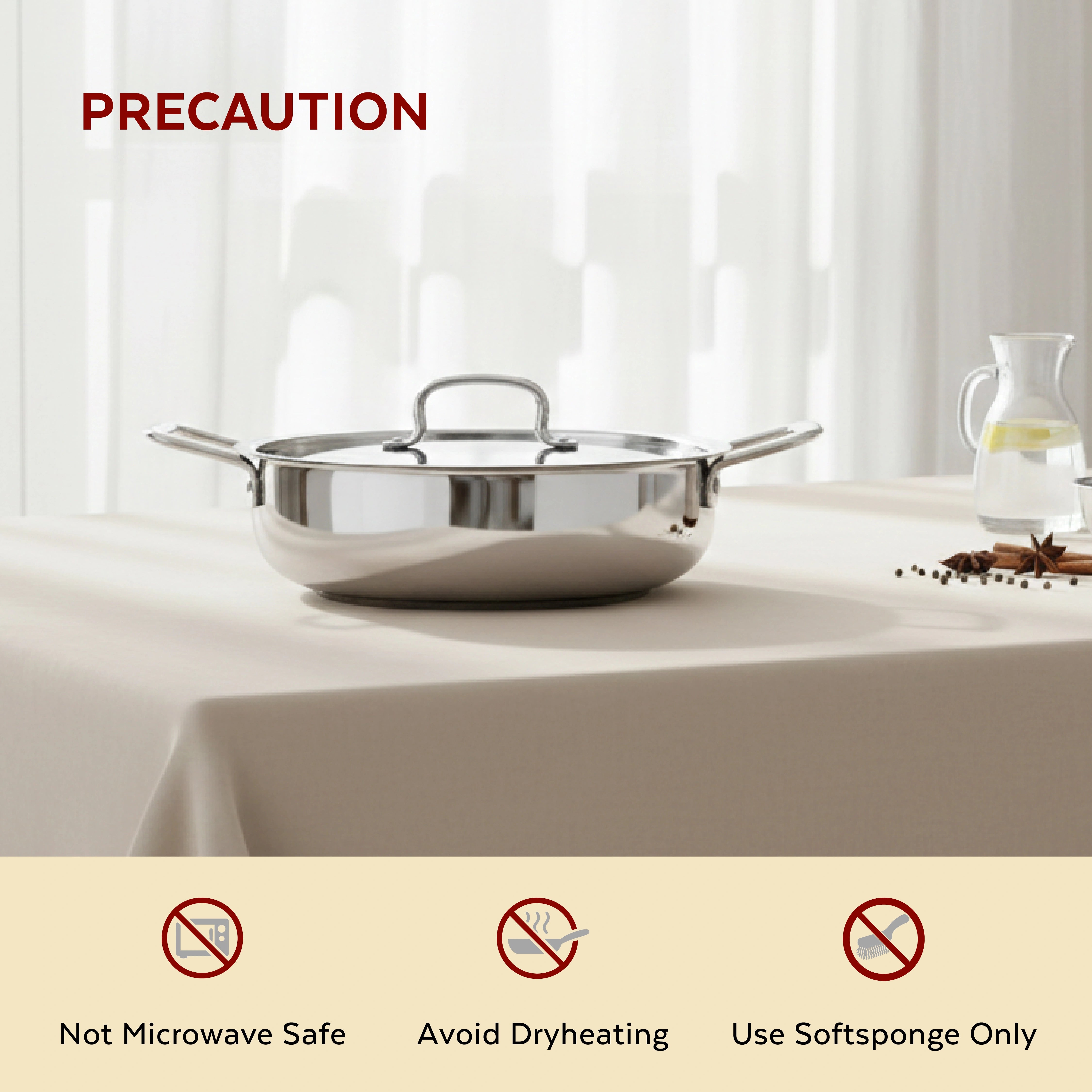 MAHAA Avanti Stainless Steel Kadai – Premium Quality with Snug-Fit Lid | Tri Ply Base | Non-stick | Gas & Induction Compatible | Cool-Touch Handle | 1.2L to 4.7L | Free ₹300 SS Water Bottle