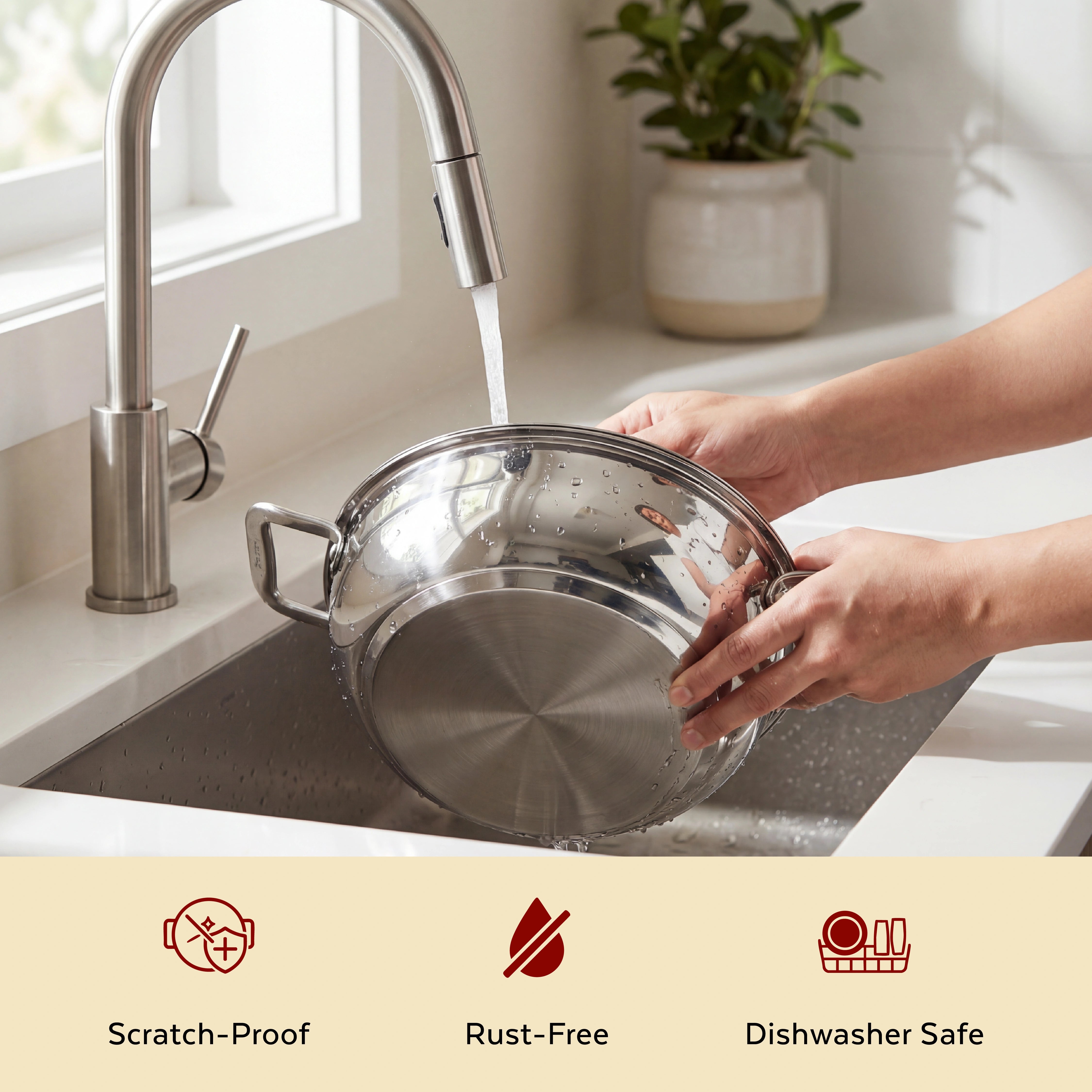 MAHAA Avanti Stainless Steel Kadai – Premium Quality with Snug-Fit Lid | Tri Ply Base | Non-stick | Gas & Induction Compatible | Cool-Touch Handle | 1.2L to 4.7L | Free ₹300 SS Water Bottle