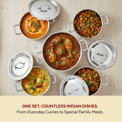 Avanti Stainless Steel Kadai: Premium Quality with Snug-Fit Lid, Tri Ply Base, Non-stick, Gas & Induction Compatible, Cool-Touch Handle