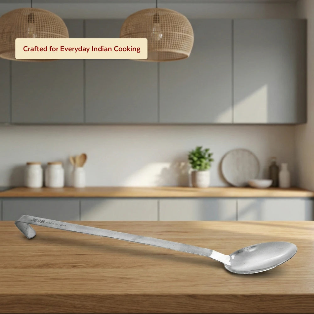 Stainless Steel Basting Spoon, Long Handle, Heat-Resistant, Rust-Free, Ideal for Skimming, Stirring & Serving