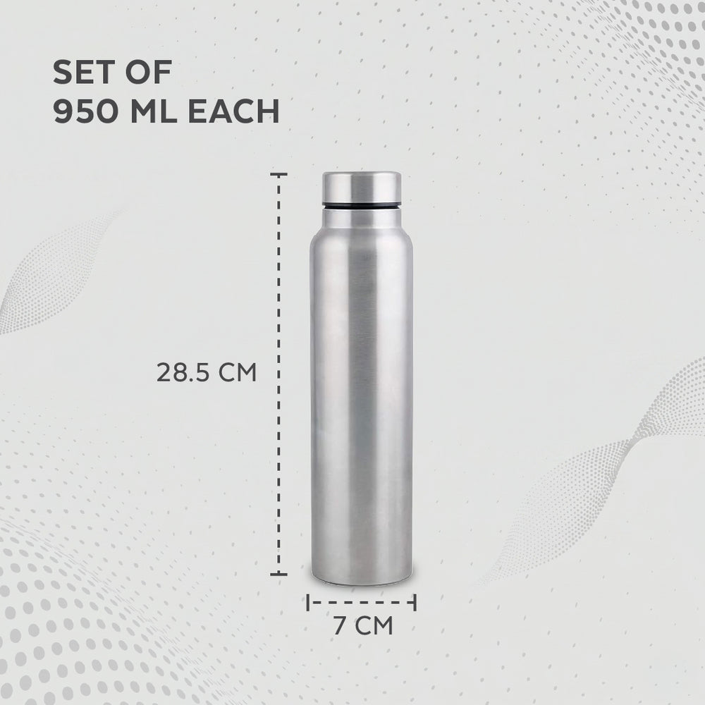 Stainless Steel Water Bottle Set of 3 (950ml) | Durable, Leak-Proof, Rust-Free & Daily Use Bottles for Home, Office, School & Travel