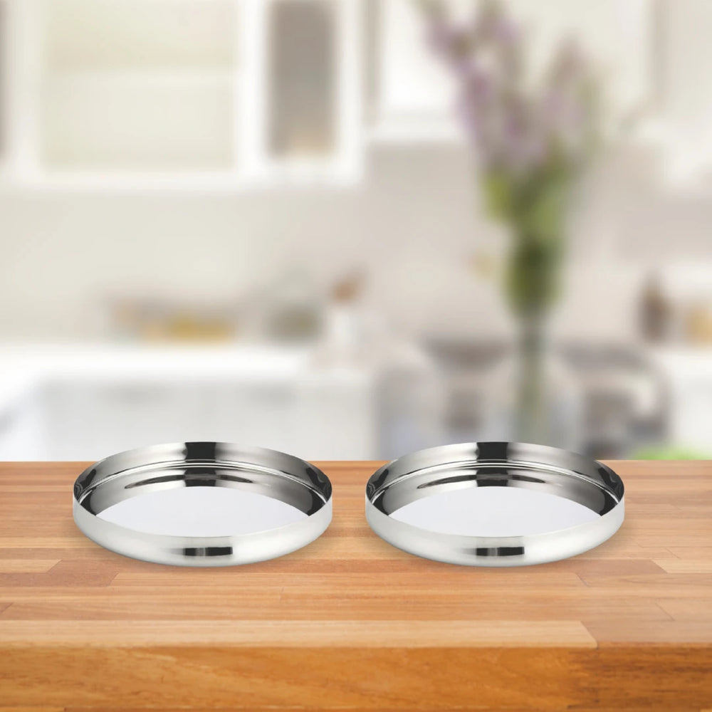 Stainless Steel Bulging Thali: 2 Pcs Set, High Quality, Mirror Finish, Durable & Rust-Free, Ideal for Daily & Festive Use, 26cm, 28cm, 30.5cm, 33cm