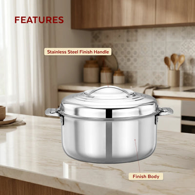 Amaze Stainless Steel Kitchen Gift Set: Milk Boiler 2L + 4-Plate Idli Cooker + Bluebell Insulated Casserole 1500ml, Gas & Induction Compatible, 3-in-1 Functional Combo Cookware Set