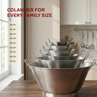 Stainless Steel Conical Colander: Deep Strainer with Drain Holes, Rust-Free, Heavy-Duty, Ideal for Rice, Vegetables, Pulses & Pasta