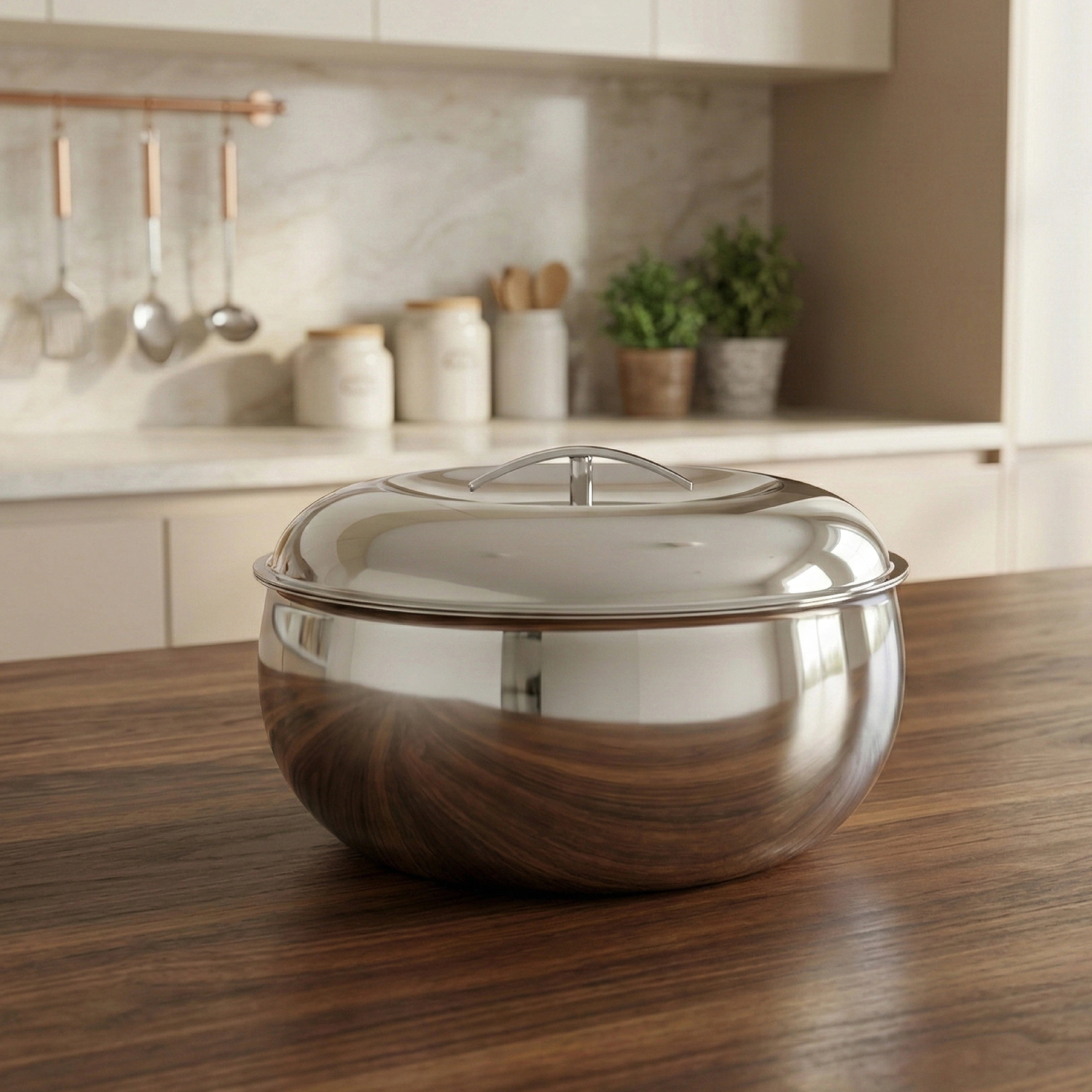 MAHAA Curve Premium Double Wall Insulated Stainless Steel Casserole - Hot Pot for Roti-Rice-Gravy-Curry | Mirror Finish | Silver Hot Box with Snug Fit Lid Lid | Retains Temperature, Twist Lock |