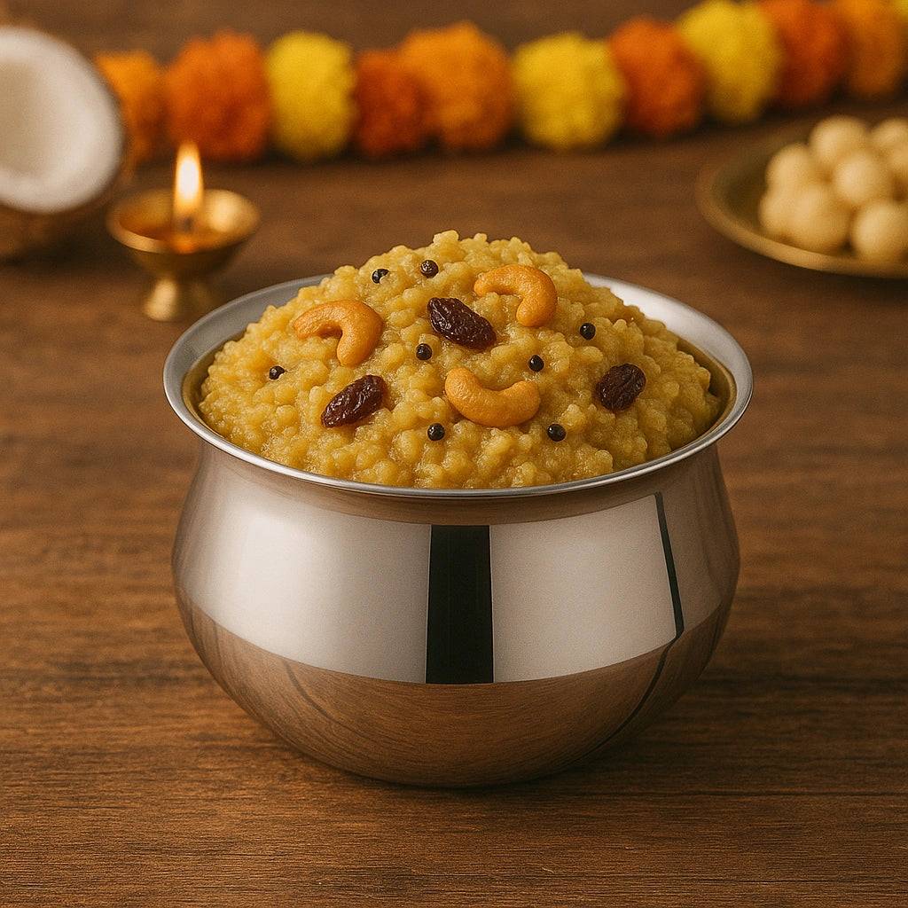 Stainless Steel Pongal Handi Set – 6 Pcs | Copper Polish Finish | Deep Serving Pots for Curries & Rice | Gas & Induction Compatible