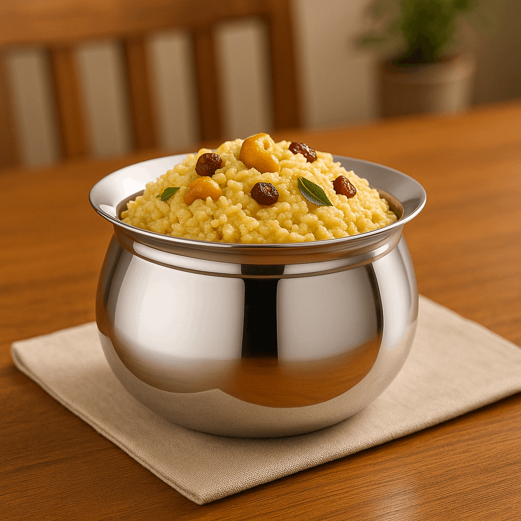 Stainless Steel Gundu Vessel – Set of 6 | Mirror Polish Finish | Traditional Pongal Pot | Gas & Induction Compatible | Durable & Rust-Free