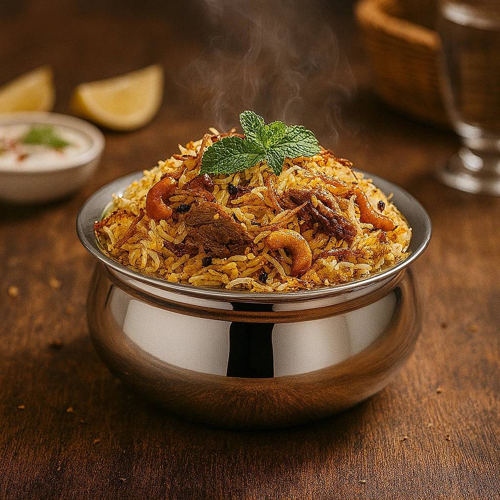 Stainless Steel Babycon Biryani Handi Set of 6 – Classic Copper Look Tableware for Biryani, Soups & Gravies – Durable & Rust-Free