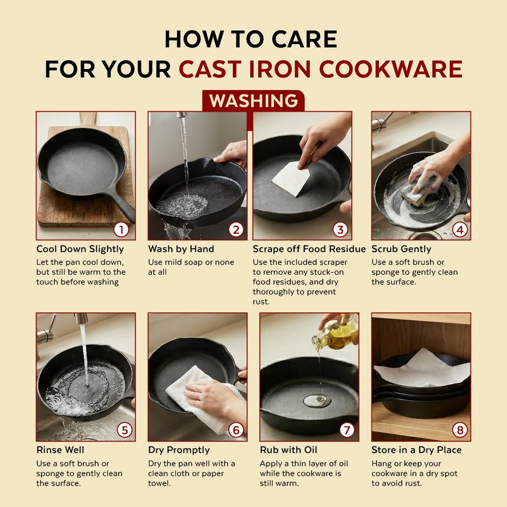 Cast Iron Kadai 26 cm, Pre-Seasoned Traditional Pure Iron Kadai for Curries & Frying, Even Heating, Gas & Induction Compatible