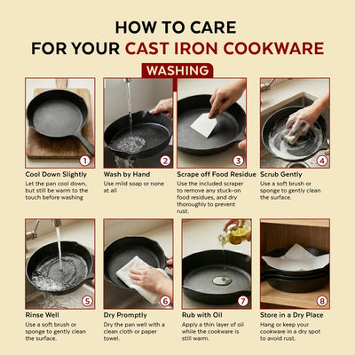 Cast Iron Kadai 26 cm, Pre-Seasoned Traditional Pure Iron Kadai for Curries & Frying, Even Heating, Gas & Induction Compatible