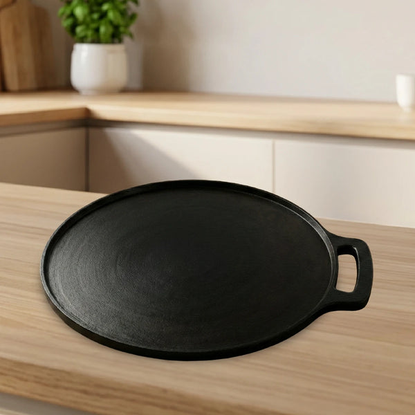 Cast Iron Dosa Tawa Single Handle 28 cm, Pre-Seasoned Traditional Pure Iron Cookware, Even Heating, Gas & Induction Compatible