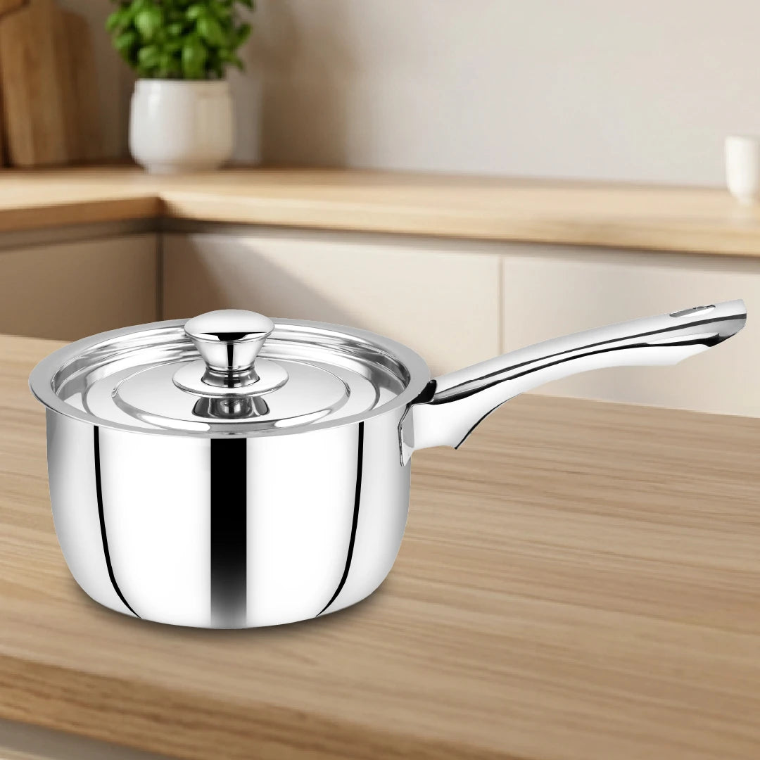 Buy SS Classic Saucepan with Lid – Even Heating | Induction Safe ...