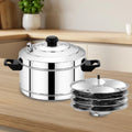 Stainless Steel Idli Cooker with Whistle Indicator - 4 Plate / 6 Plate, Idly Cooker Pot, Induction & Gas Compatible, Rust-Free & Durable