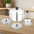 Stainless Steel Multi Kadai 22CM, Versatile Kadai with Steam Release Lid, Steam Idlis, Mini Idlis, Dhokla, Idiyappams, Momos and Vegetables, Tri Ply Base, StayCool+ Handle & Lid Knob