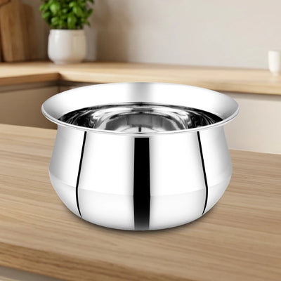 Stainless Steel Pongal Handi Set of 6 Pcs: Kitchen Serving, Cooking Bowl, Handi Set, Biryani Handi for Kitchen & Restaurant, Cookware Set