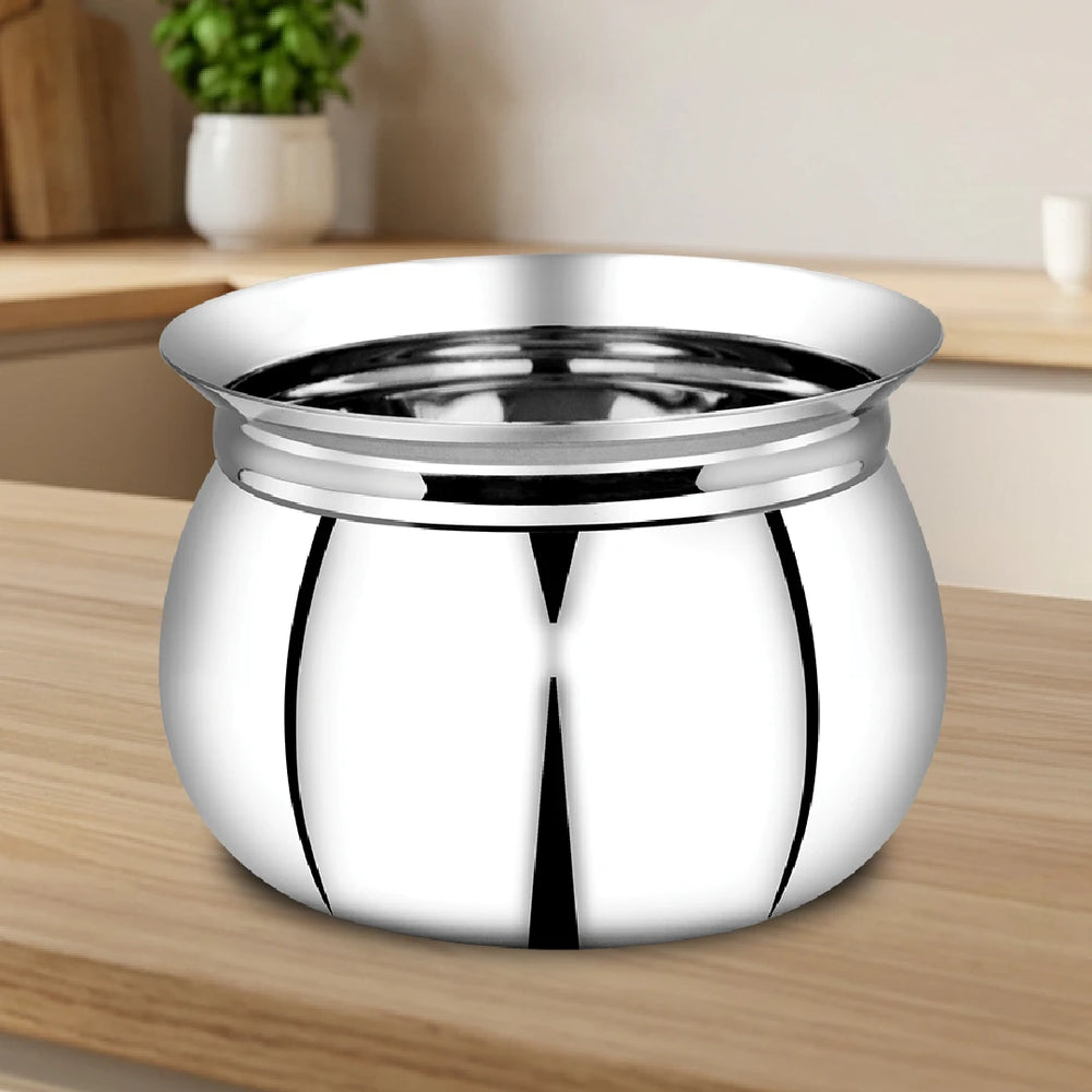 Stainless Steel Gundu Handi Set of 6 Pcs: Kitchen Serving, Cooking Bowl, Handi Set, Biryani Handi for Kitchen & Restaurant, Cookware Set