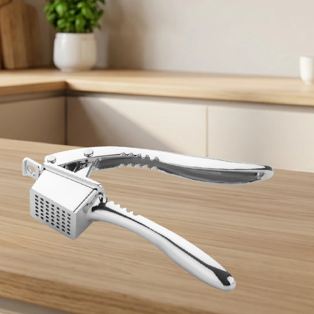 4-in-1 Garlic Crusher & Nut Cracker Hand Press Garlic Presser & Mincer, Herb Plucking Tool for Curry Leaves, Coriander & Mint, Bottle Opener Kitchen Tool