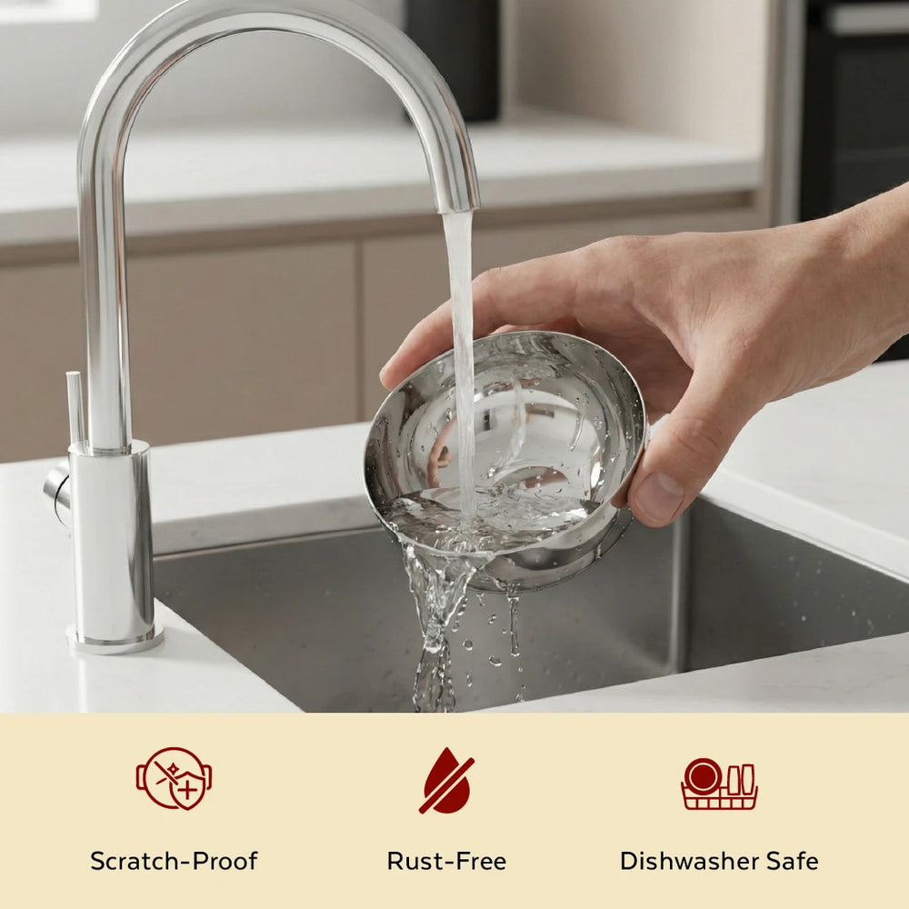 Stainless Steel Deep Bowl – 2 Pcs Set, High Quality, Mirror Finish, Rust-Free & Dishwasher Safe