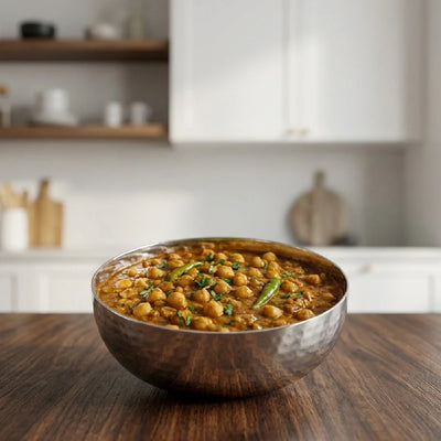 Stainless Steel Deep Bowl – 2 Pcs Set, High Quality, Hammered Finish, Handcrafted Look, Rust-Free & Dishwasher Safe