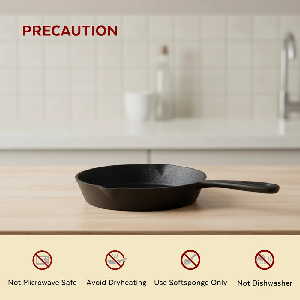 Cast Iron Cookware Set: Dosa Tawa 28 CM + Fry Pan 24 CM | Heavy-Duty Traditional Cooking Combo Set | Kitchen Set for Home, Pre-seasoned, Induction Friendly